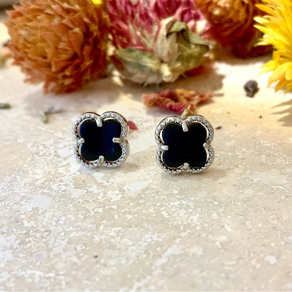 Black onyx small studs earrings